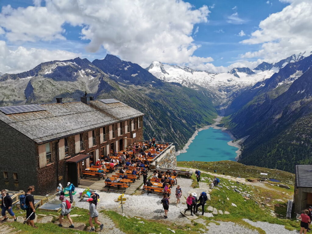 Schöne Aussicht Von Oben Nach Unten Auf Schlegeis Stausee Und